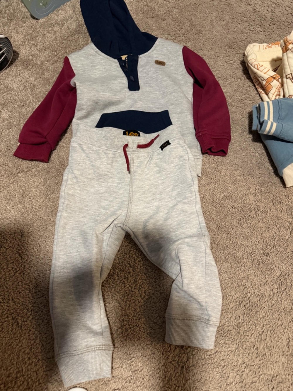 Lee Kids Hooded One-Piece Romper in Gray, Navy & Burgundy